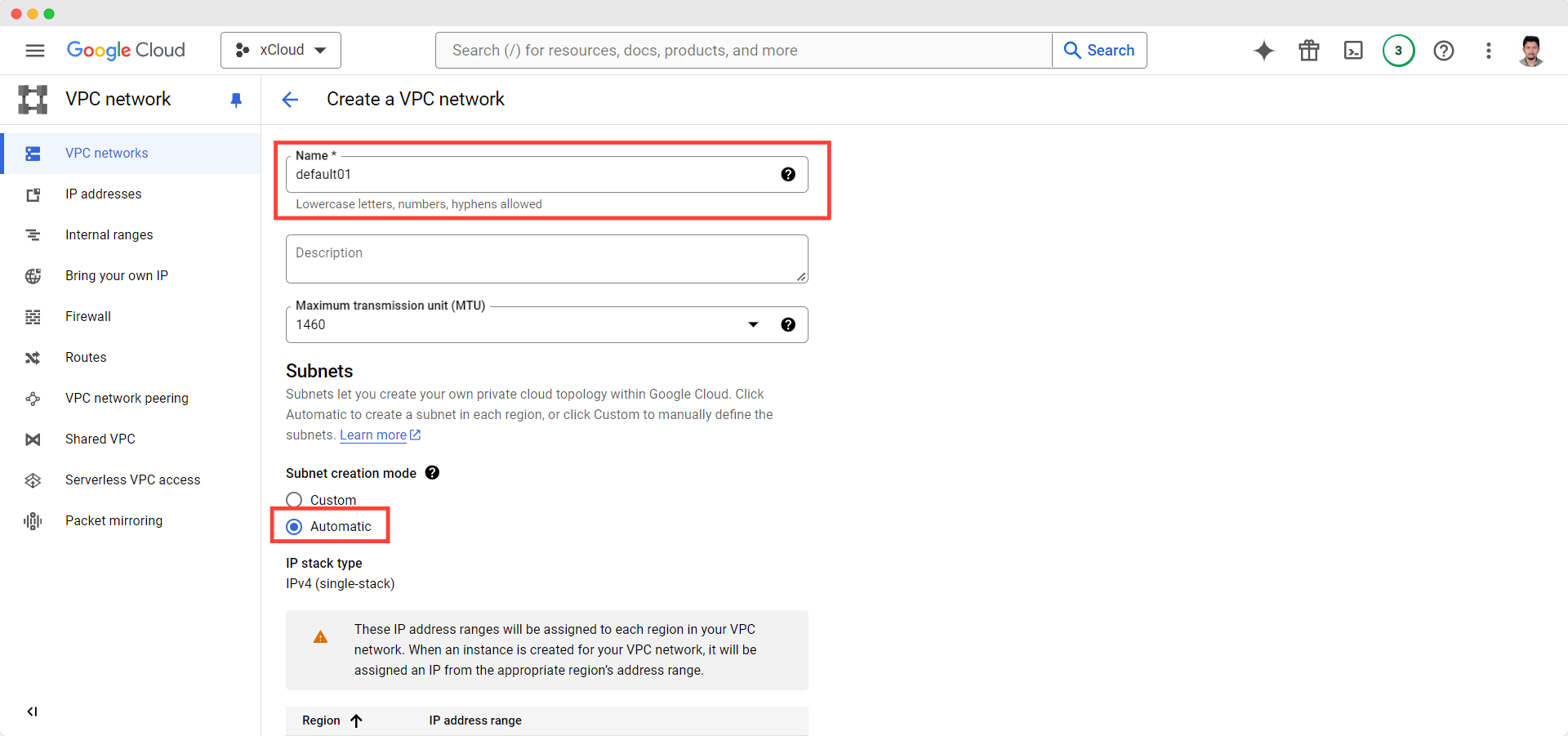 Google Cloud Platform server