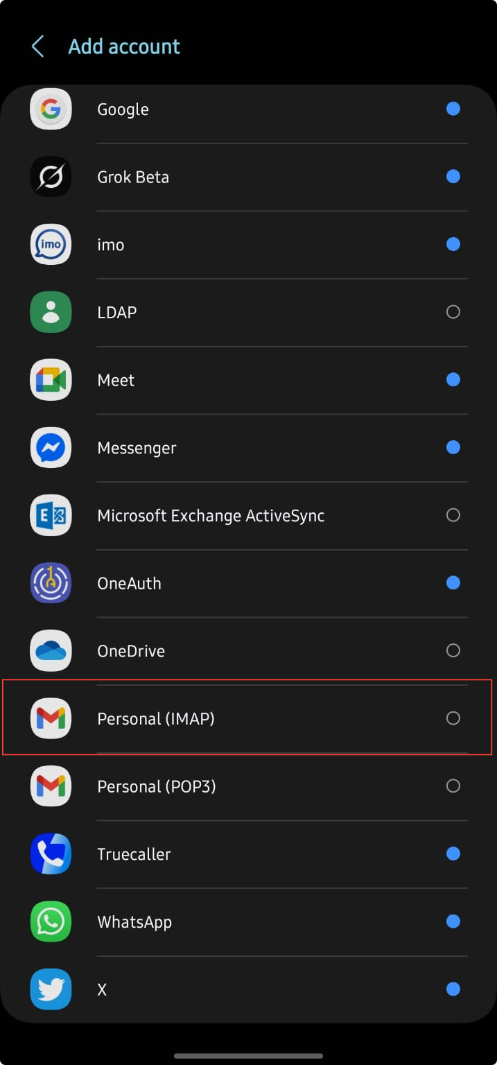 Configure a Business Mail account on Phone