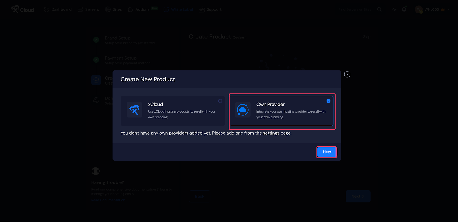 Resell Hosting with Self Managed Server Provider