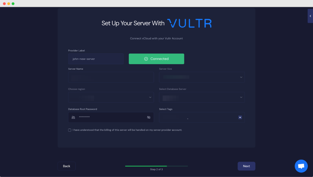 Create a Vultr Server in xCloud 