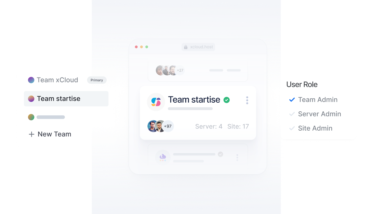 xCloud team management dashboard
