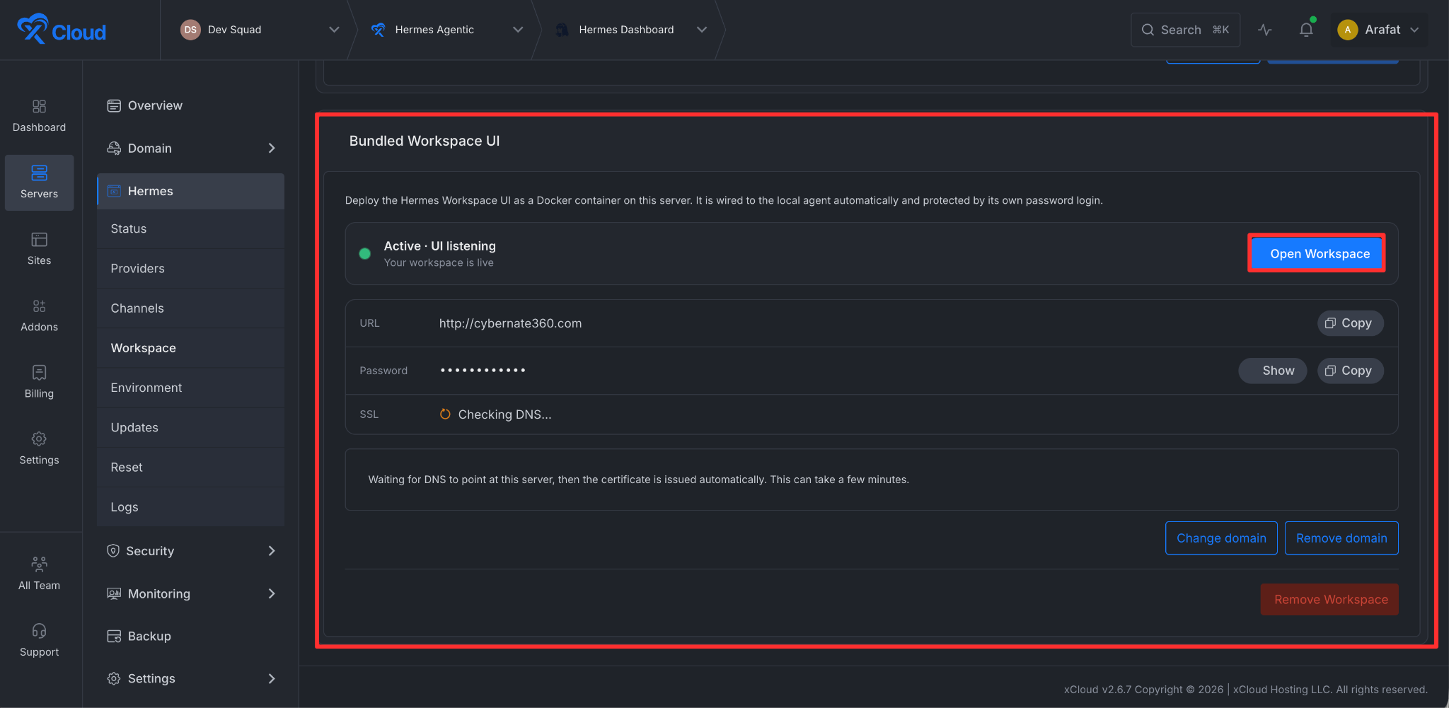 set up Hermes Workspace