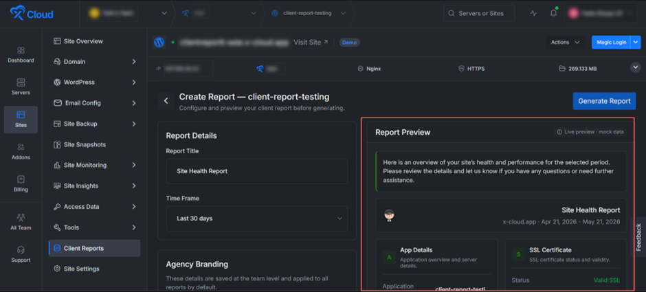 Review the Live Report Preview