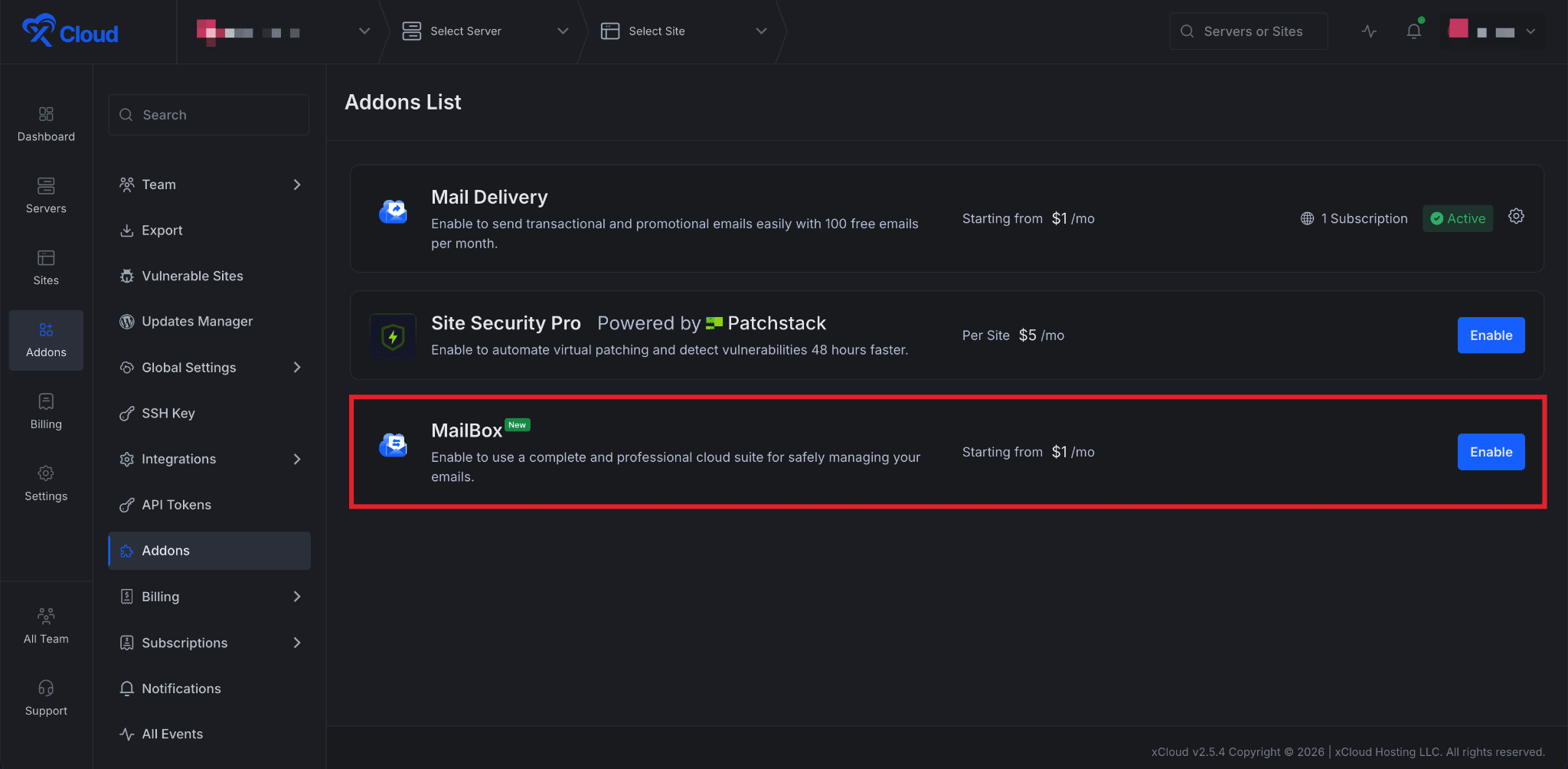 Set Up xCloud MailBox Addon