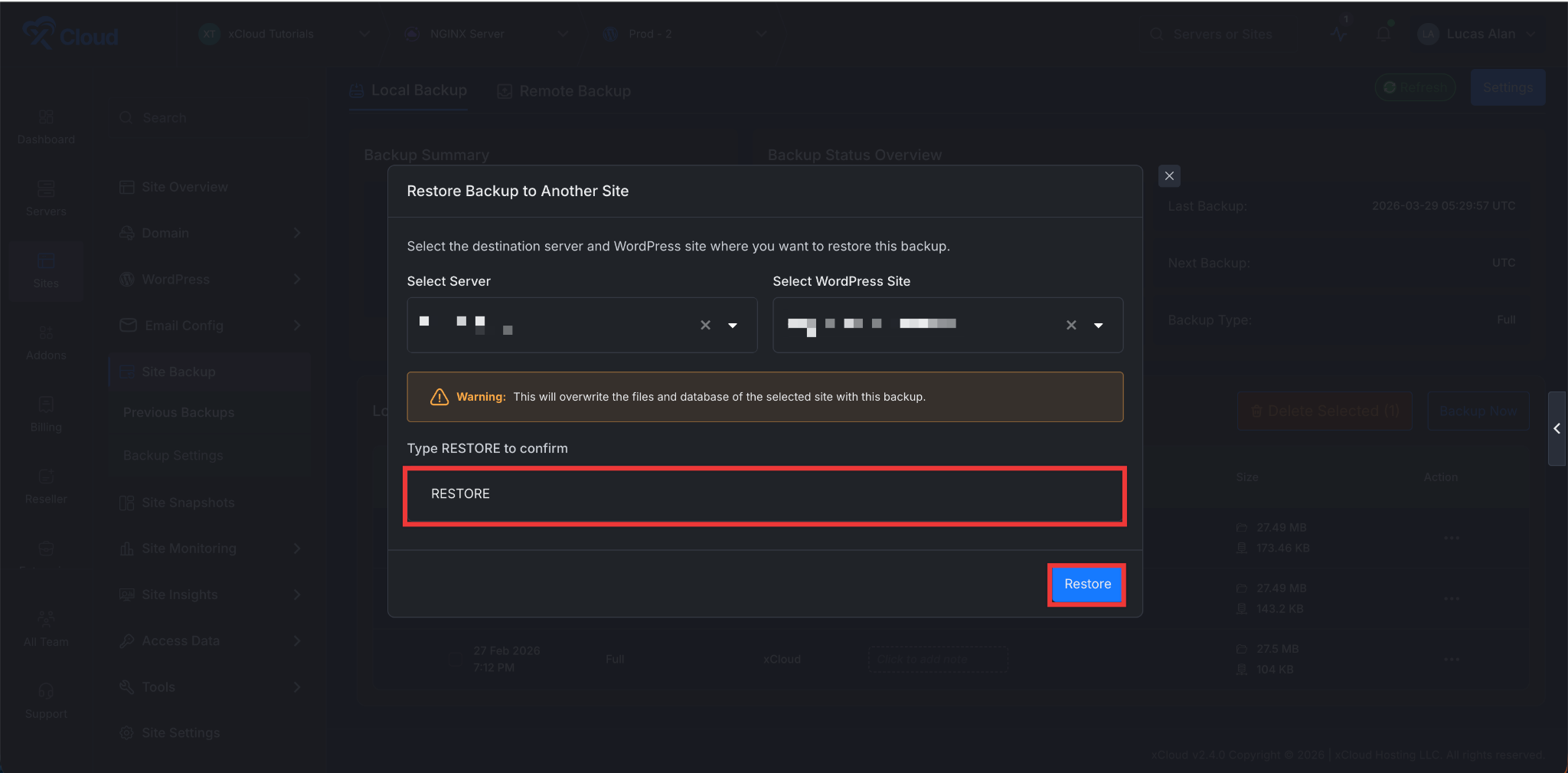 How to Apply Bulk NGINX Customization Across Multiple Sites in xCloud?