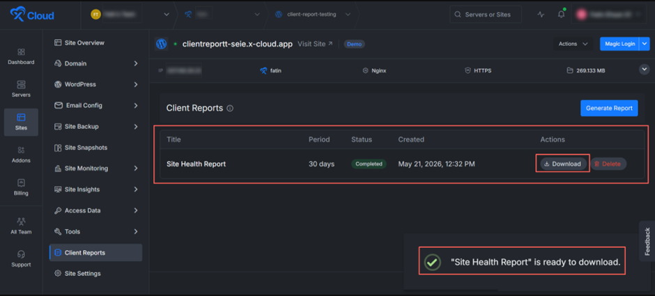 Download Your Completed Report