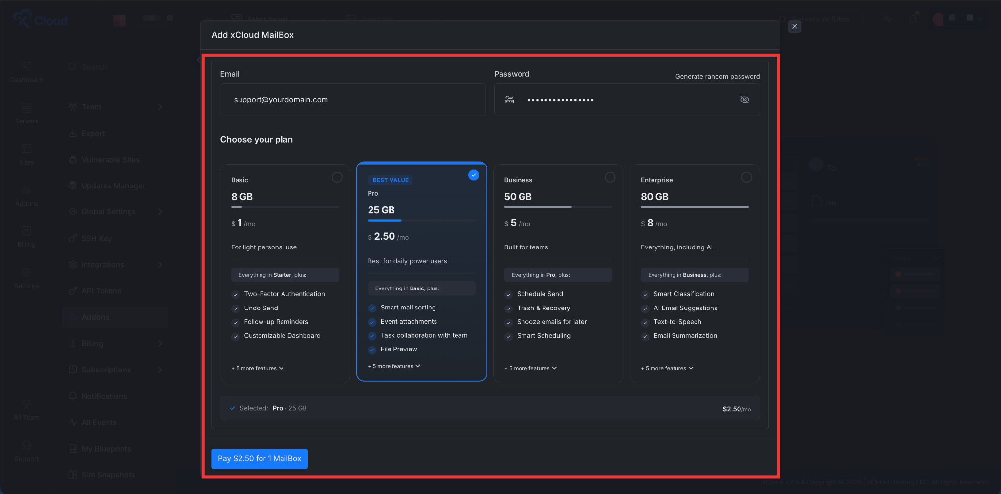 Set Up xCloud MailBox Addon