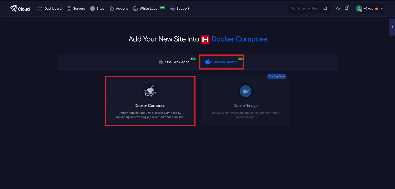 Deploy Custom Docker with xCloud