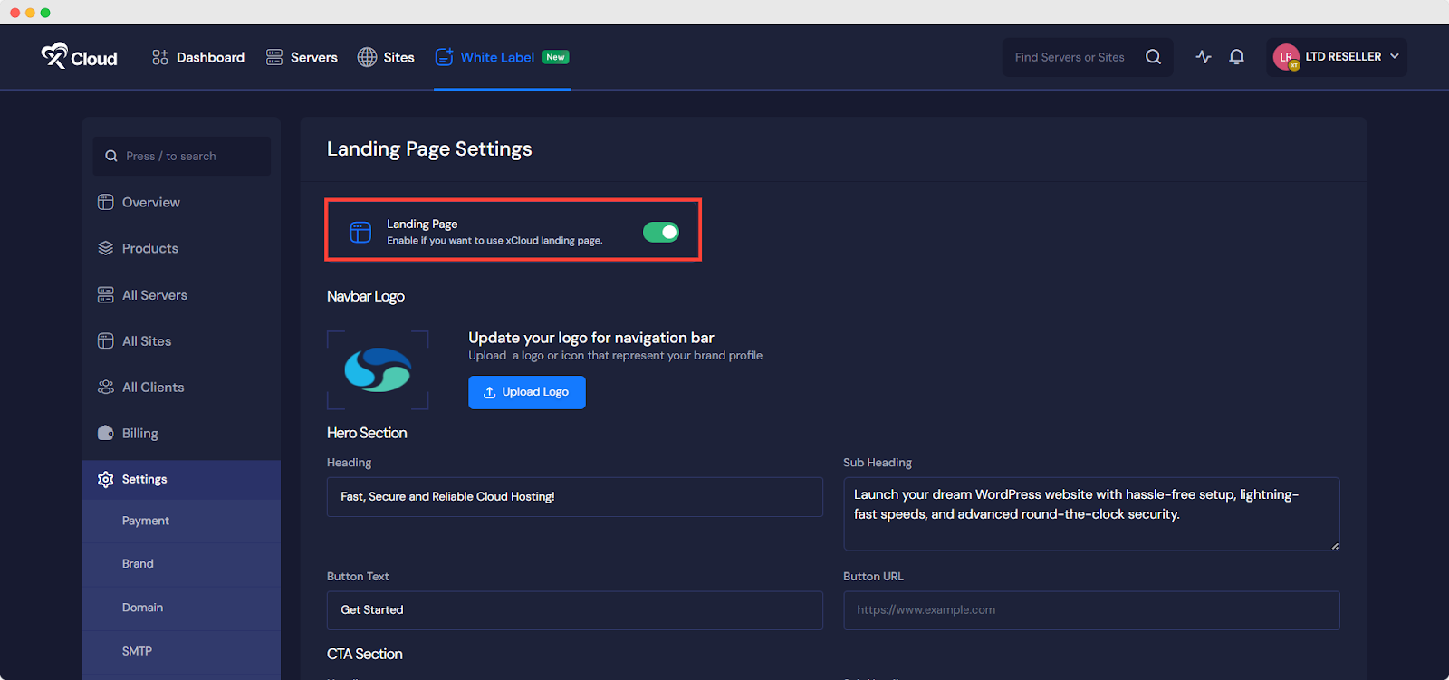 Customize Reseller Landing Page in xCloud&nbsp;