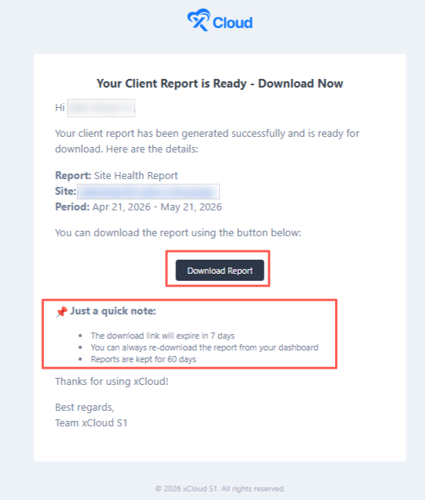 Receive the Report via Email Notification