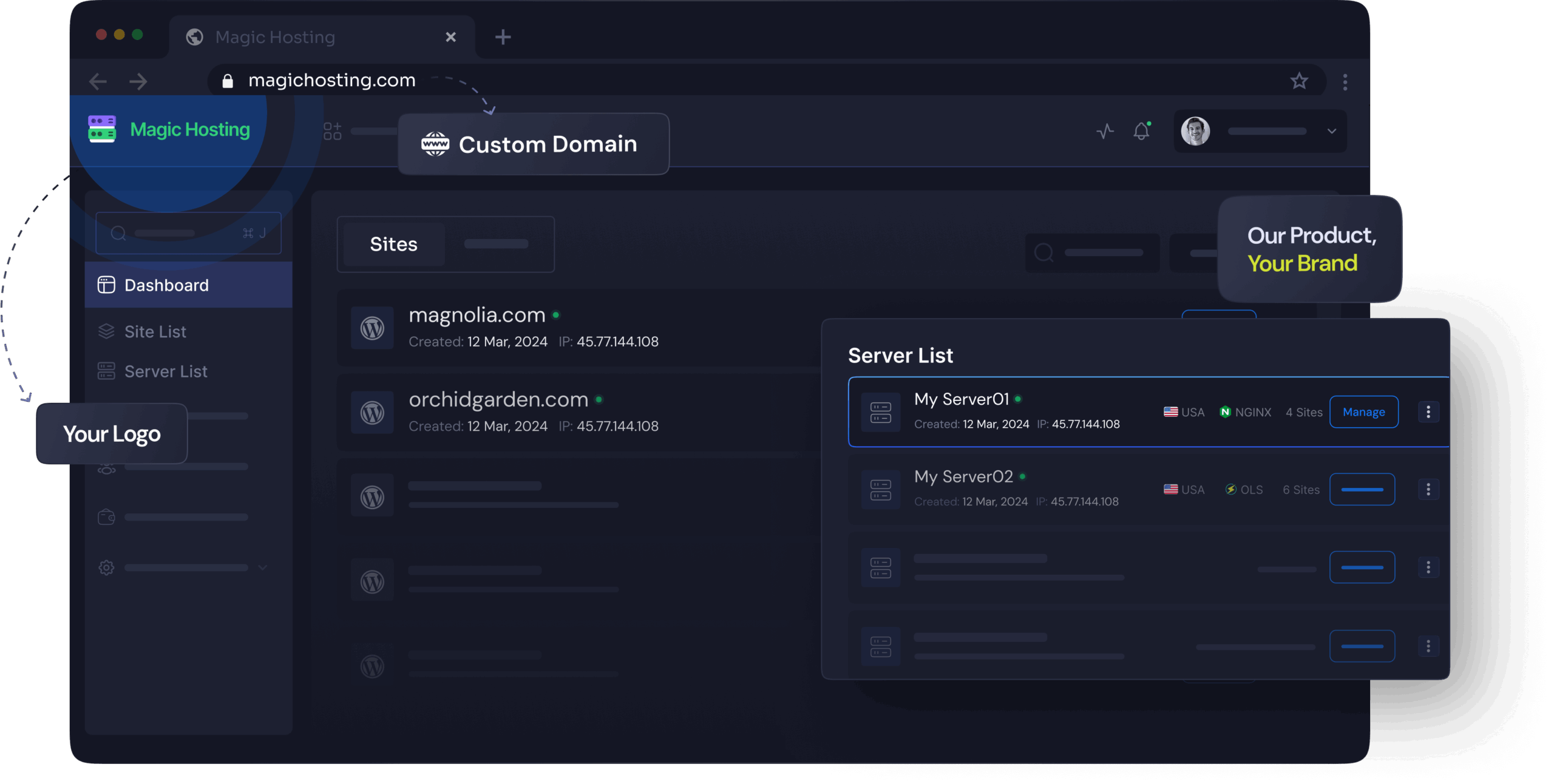 xCloud Reseller Hosting Program Dashboard | xCloud White Label Dashboard