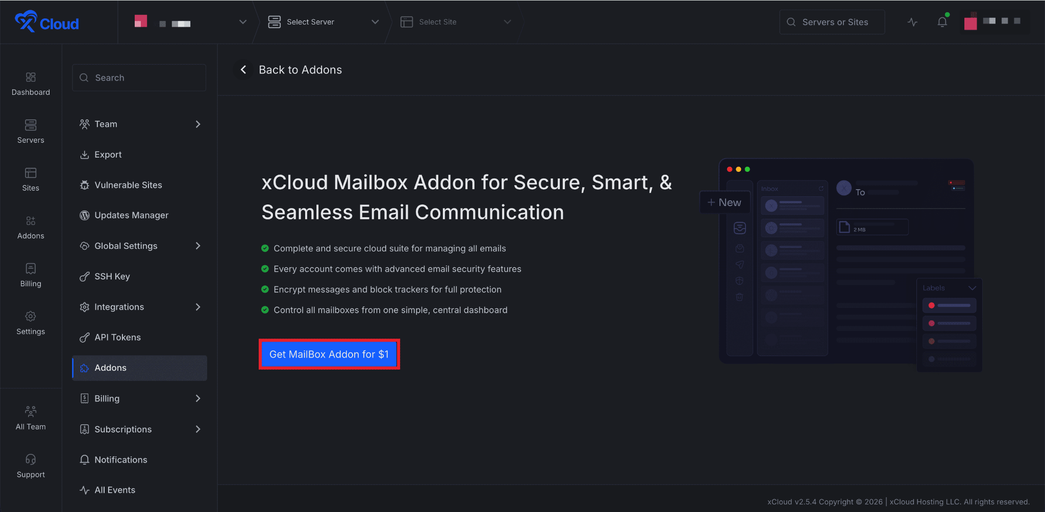 Set Up xCloud MailBox Addon