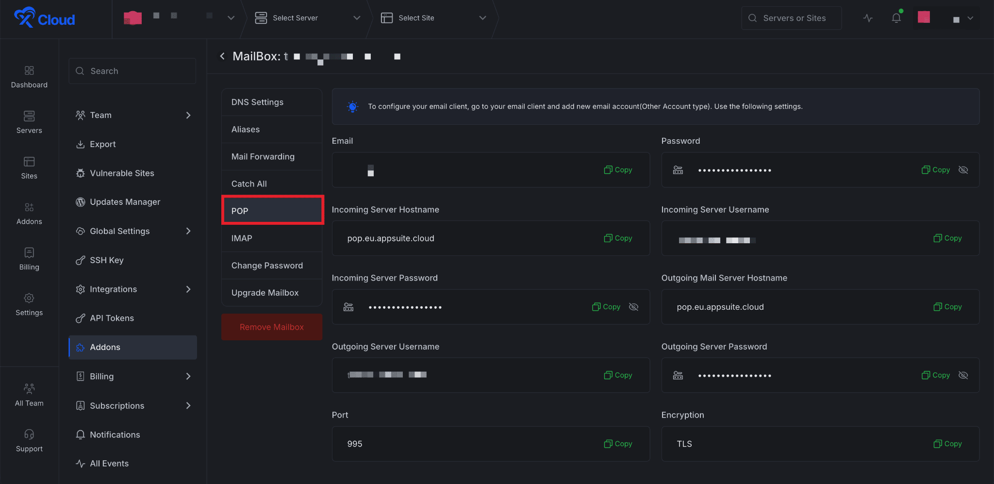 Set Up xCloud MailBox Addon