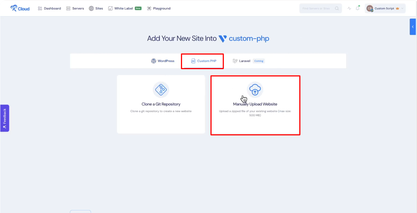 Create A New Site