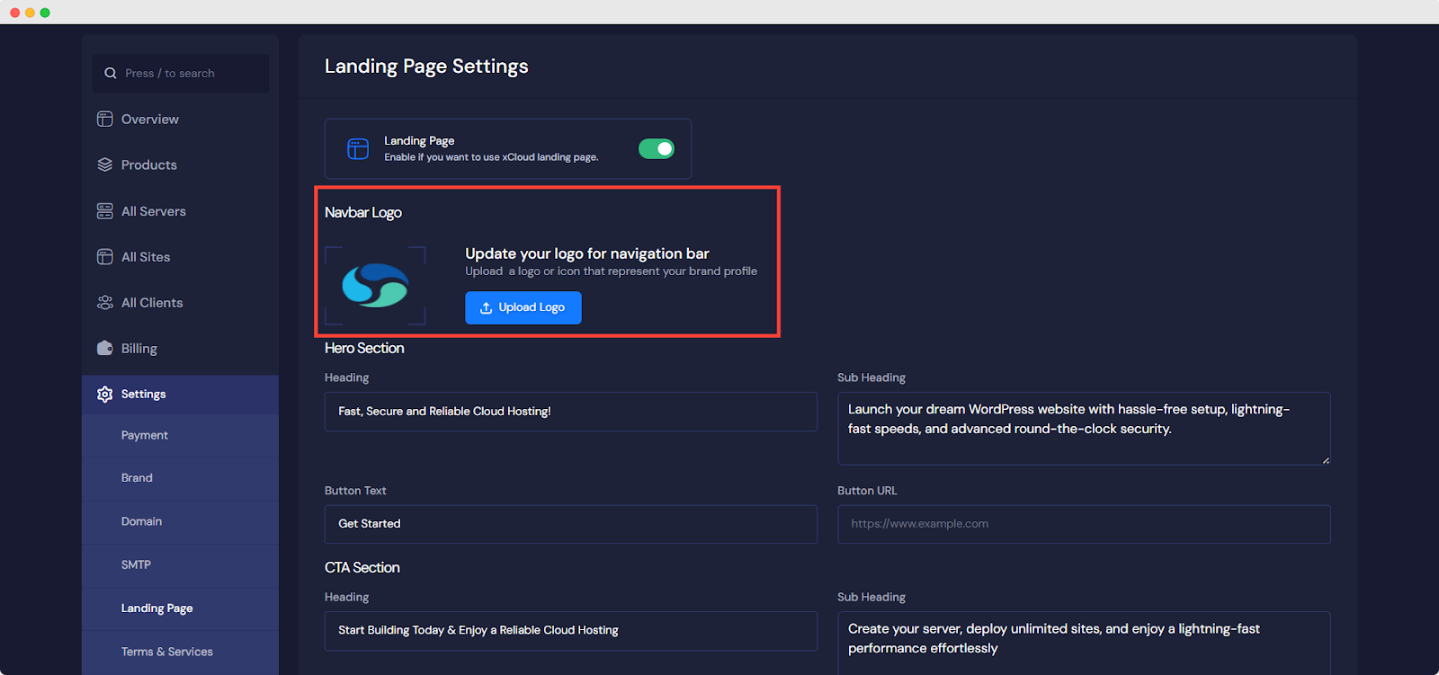 Customize Reseller Landing Page in xCloud&nbsp;