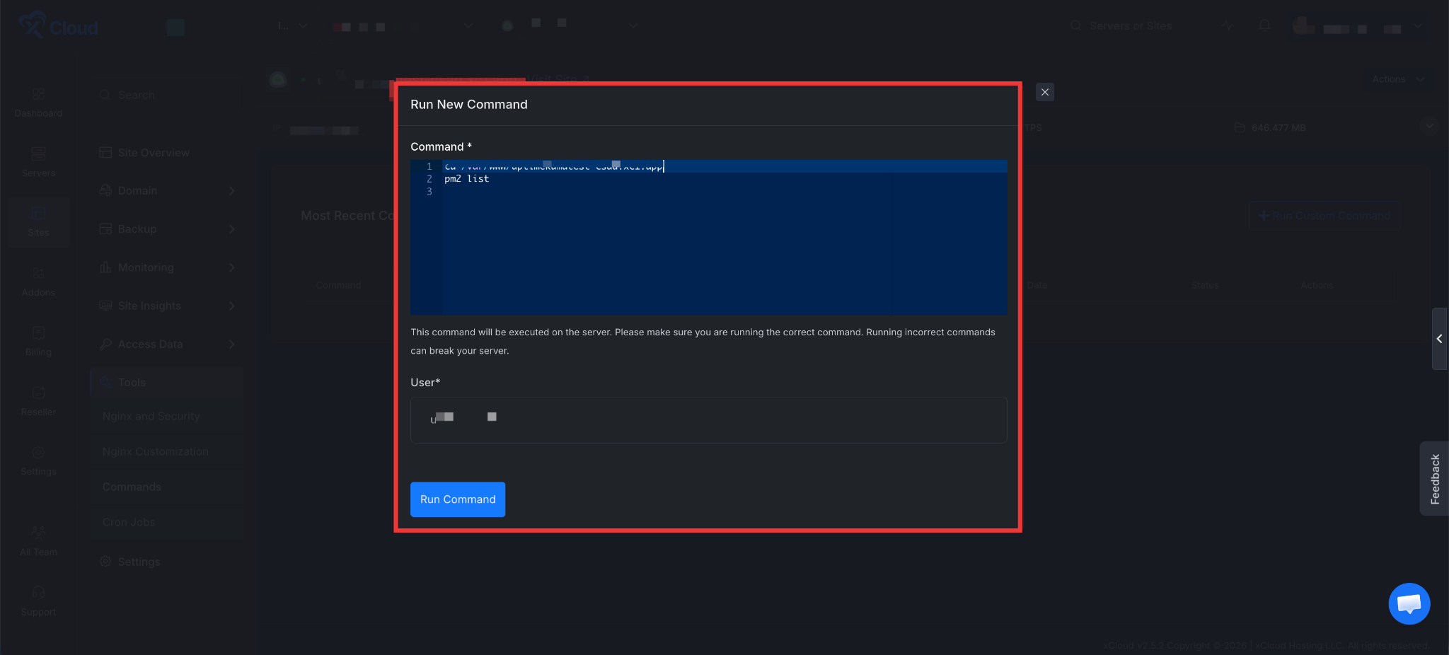 Update Uptime Kuma Using xCloud Command Runner
