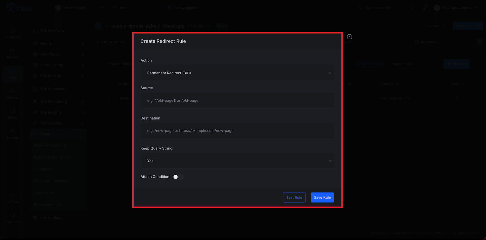 Create And Manage Site Rules