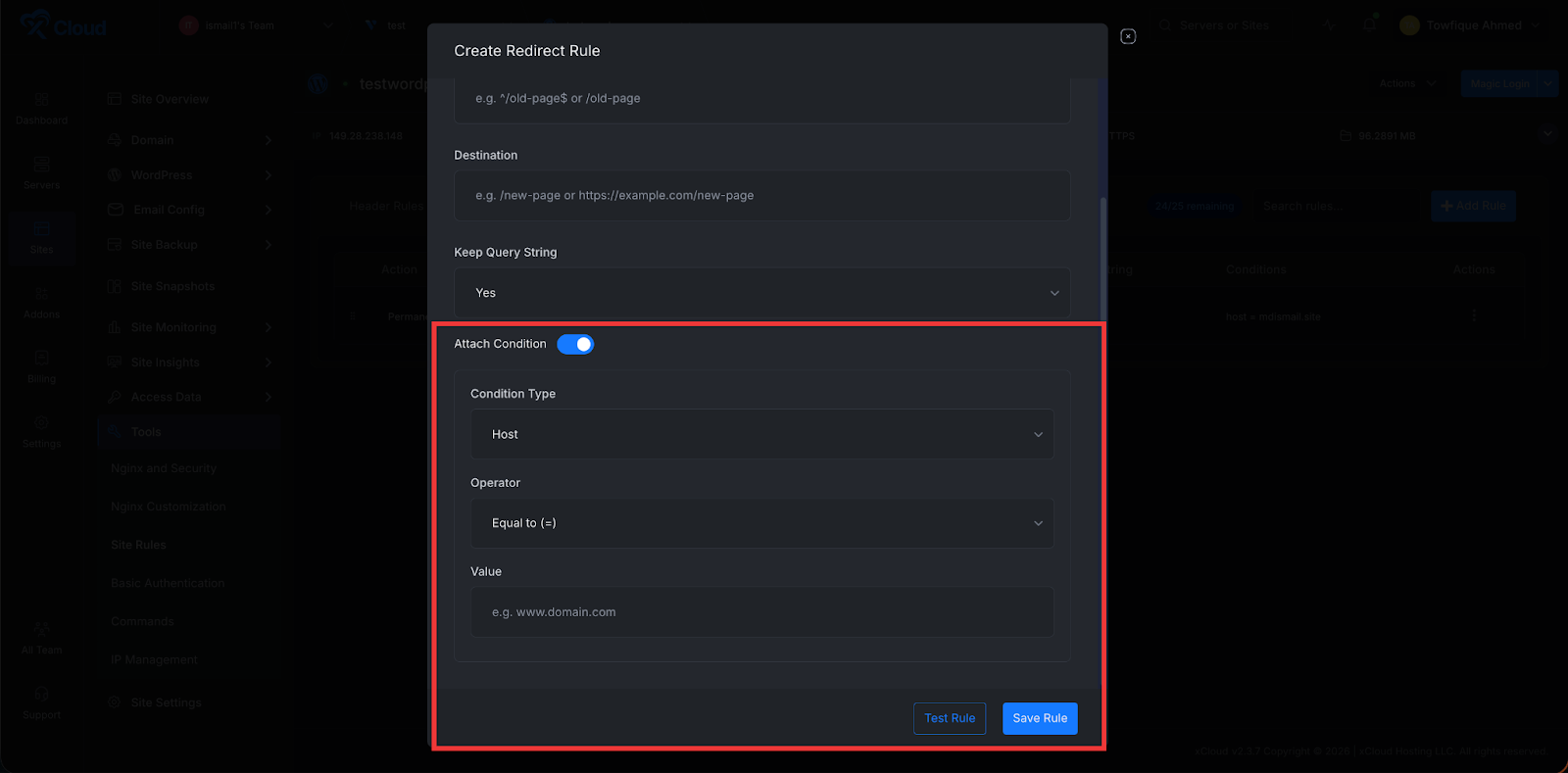 Create And Manage Site Rules